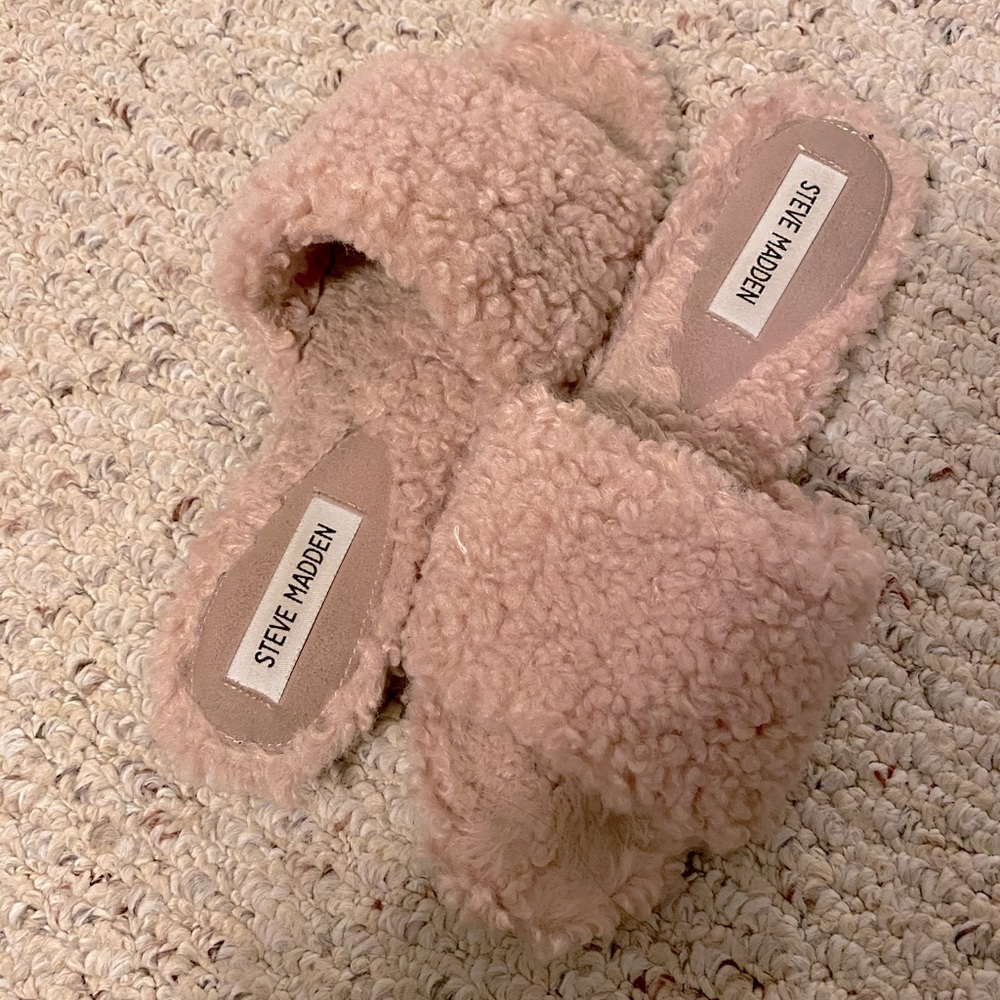 Furry Steve Madden Slides